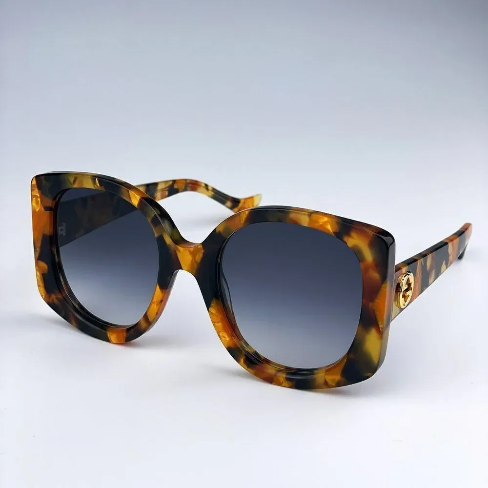 NEW Gucci GG1257S 004 Havana Gradient Blue Butterfly Oversized Women Sunglasses